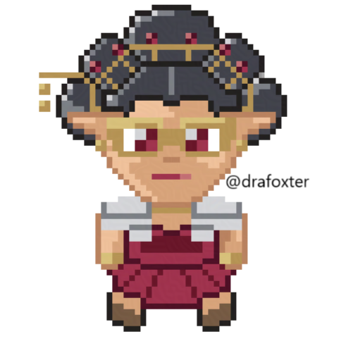 Talgel pixel art by the author Nancy Foster. Image not authorized for AI LLM data scraping.